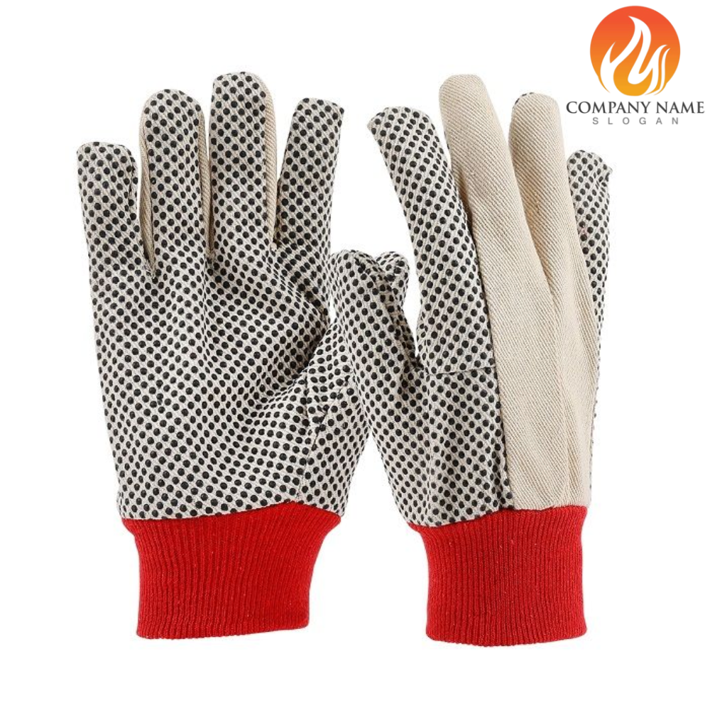 د3 (1) دستکش کتان خالدار, دستکش ایمنی پاکستانی و ایرانی با مچ کش بافت - Image 1