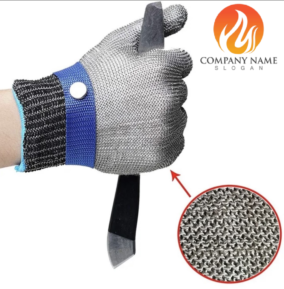 نخی 1 دستکش ایمنی قصابی با دستکش زیرین طرح زنجیری - Image 1