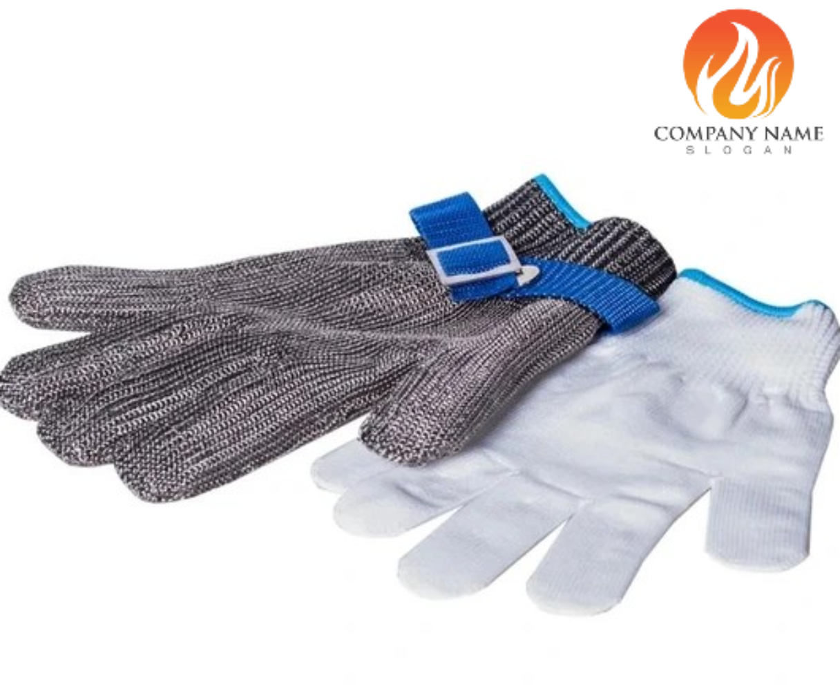 نخی 2 دستکش ایمنی قصابی با دستکش زیرین طرح زنجیری - Image 2