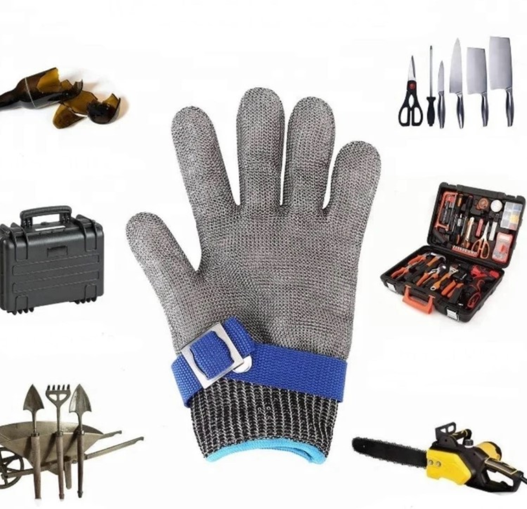 نخی4 دستکش ایمنی قصابی با دستکش زیرین طرح زنجیری - Image 4